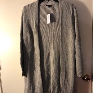 Ann Taylor Long Sleeve Ribbed Cardigan Gray Size M